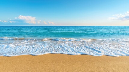 Canvas Print - Ocean waves crashing on sandy beach.