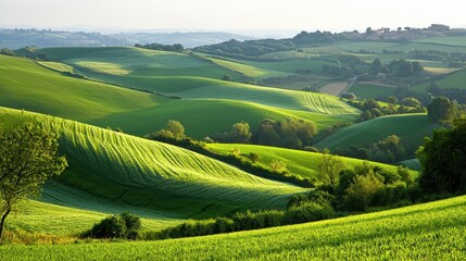 Wall Mural - Rolling Hills and Green Fields in Tuscany.