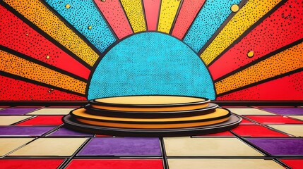 Wall Mural - Abstract Colorful Background with Podium for Product Display.