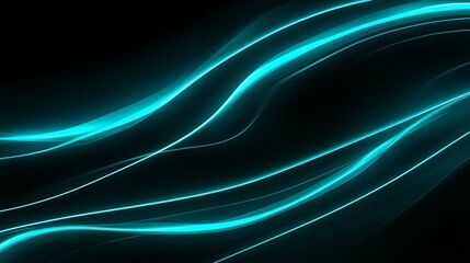 Elegant vector design of teal wavy lines on a black background, embodying minimalism and high-resolution 8K quality for modern aesthetics.