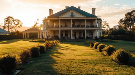 Wall Mural - Elegant House With Golden Hour Light.