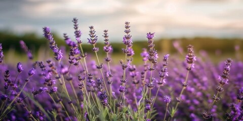 Wall Mural - photo of lavender plant flowers with shallow depth of field