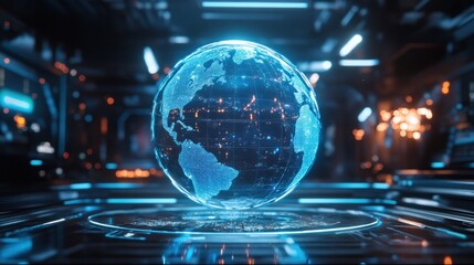 Wall Mural - global internet connectivity with search engines orbiting concept: illustrates the importance of int
