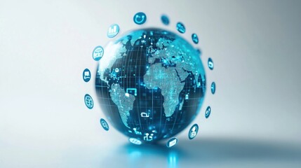 Wall Mural - global internet connectivity with search engines orbiting concept: illustrates the importance of int