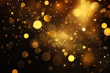 Poster - Golden bokeh lights blur in dark. Ideal for festive, glamorous, or celebratory designs.