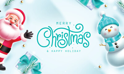 Wall Mural - merry christmas greeting vector banner design. christmas greeting text in cold winter background wit