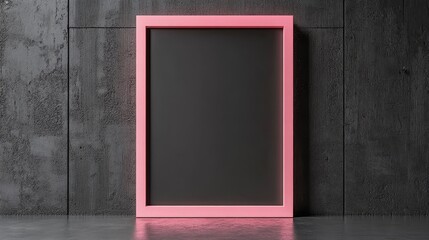 Pink picture frame on black background