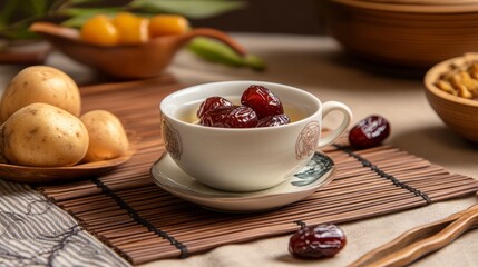 Wall Mural - Red dates, sweet potatoes, white dew tea