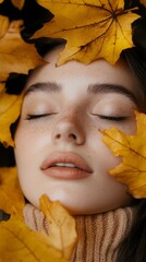 Wall Mural - Autumn skincare guide: prevent dryness in autumn, create moisturizing and beautiful muscles