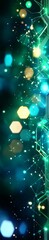 Wall Mural - an abstract blue and green technology background with hexagons and geometric shapes with blur.