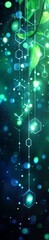 Wall Mural - AN abstract blue and green technology background with hexagons and geometric shapes with blur. 