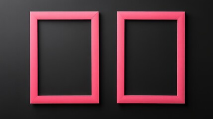 Two pink picture frames on black background