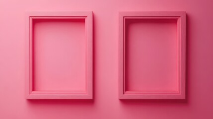 Two pink picture frames on pink background