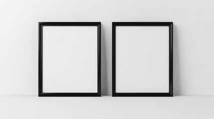 Two black picture frames on white background