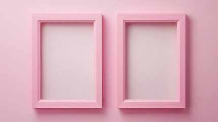 Two pink picture frames on pink background