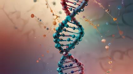 abstract illustration showcasing the complexity of organic chemistry, with spirals and helixes representing DNA strands and molecular chains, set against a soft, pastel gradient