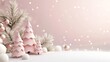 © Cary - three trees decorations snowy surface pastel skin tone bells crafts more dreamy color hues inspiring white table