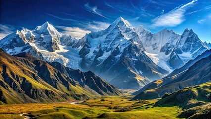 Wall Mural - Majestic mountains against a clear blue sky, Nature, landscape, scenic, majestic, beauty, outdoors, blue, sky