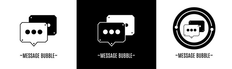 Canvas Print - Message bubble logo set. Collection of black and white logos. Stock vector.