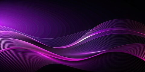 Wall Mural - Luxurious abstract geometric background with flowing lines and waves on black and purple colors, luxury, geometric, abstract, shiny