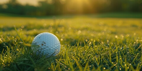 Wall Mural - Golf ball on grass field during a competition