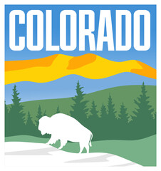 Poster - state of colorado united states on a blue background