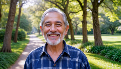 Wall Mural - Happy Elderly Man Smiling Outdoors