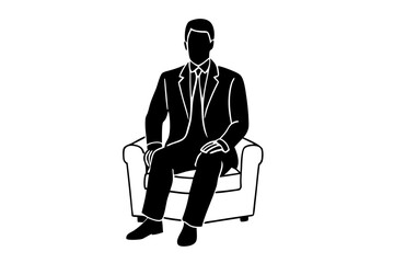 
A Professional business man sitting on chair silhouette vector illustration