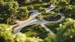 © caucul - Aerial View of a Serene Park with Winding Paths