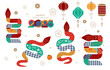 © piixypeach - snake chinese element object for icon,sticker, decoration design