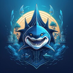 Wall Mural - illustration of Shark warrior