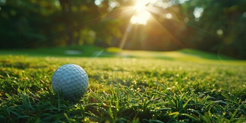 Wall Mural - Golf Ball on Verdant Golf Course