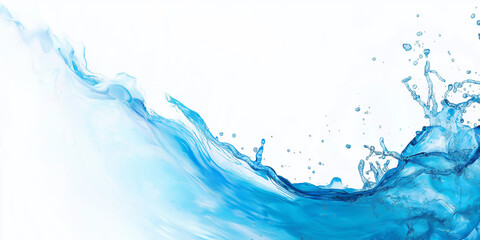 Leinwandbilder - Blue water wave splashing on white background