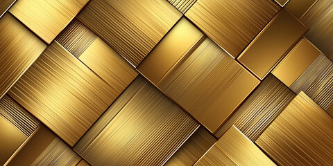 Aufkleber - Golden metallic squares creating abstract geometric pattern