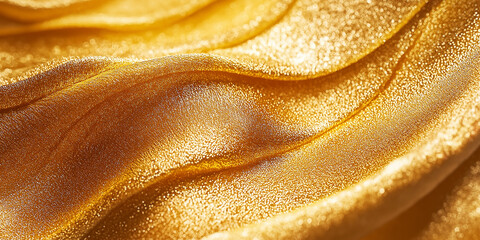 Poster - Golden fabric texture background shimmering under soft light