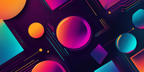 Aufkleber - Abstract design with spheres and cubes floating on a colorful background