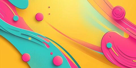 Aufkleber - Abstract modern background with fluid shapes flowing and vibrant colors on yellow background