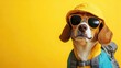 © kvladimirv - Cool Beagle Dog in Sunglasses and Hat Against Yellow Background