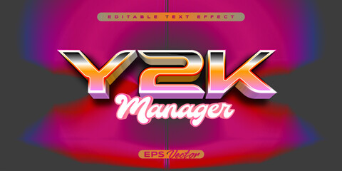 Wall Mural - Editable Y2K retro text effect with futuristic 80s classic style manager