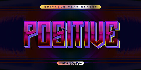 Wall Mural - Editable Y2K retro text effect with futuristic 80s classic style positive