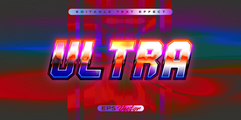 Wall Mural - Editable Y2K retro text effect with futuristic 80s classic style ultra