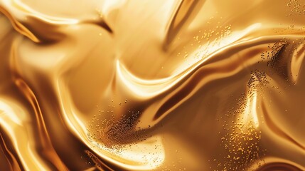 Wall Mural - Abstract background of flowing, gold liquid with soft, smooth, and elegant textures.