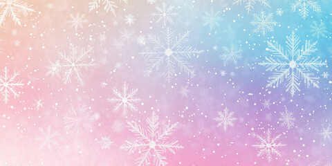 Poster - Beautiful pastel colored winter background with falling snowflakes