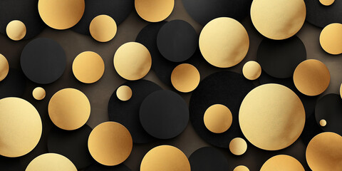 Wall Mural - Abstract background showing gold and black circles overlapping