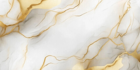 Aufkleber - White and gold liquid ink background creating abstract flowing pattern