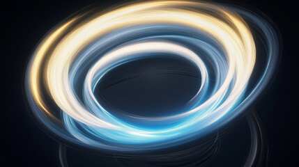 Fototapete - Abstract circular light trails creating a dynamic swirl on black background