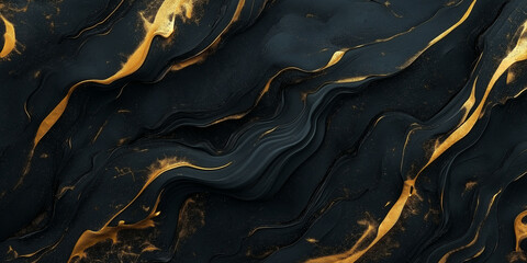 Wall Mural - Black and gold abstract background swirling like marble