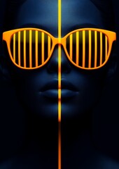 woman glasses yellow strip trend orange implanted sunglasses duality skin complementary contrast jail color vertical eyes juicy