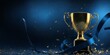 © Panuwat - Golden trophy cup dark blue background is center Golden trophy a