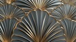 © MarkFinal - Art Deco background with elegant fan patterns in gold and silver on a dark base